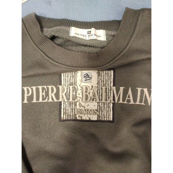 Pierre Balmain Paris Sweatshirt Size S Khaki Gray Embroidered Logo Paris $990 - Picture 11 of 11